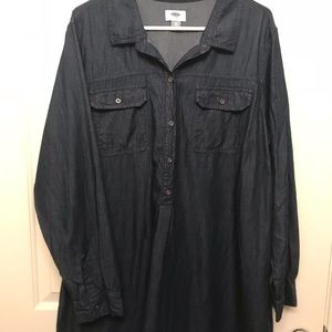 Denim shirt-dress